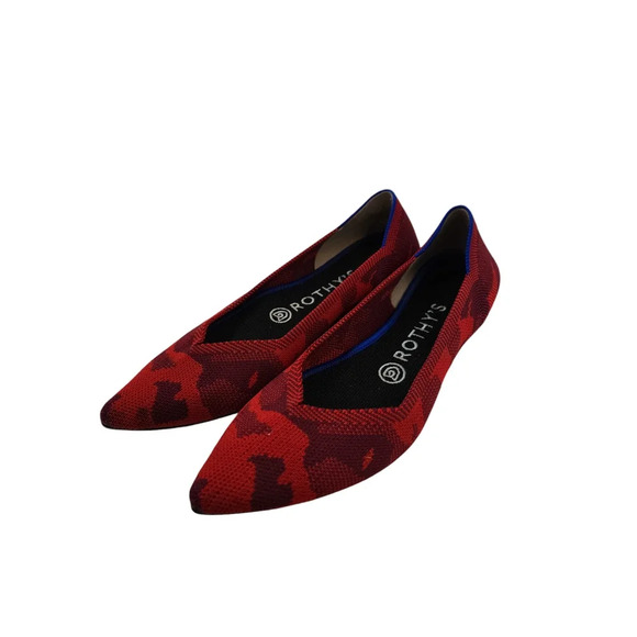 Rothy's The Point Red Camo Pointed Toe Flats Size W7 - Picture 3 of 9